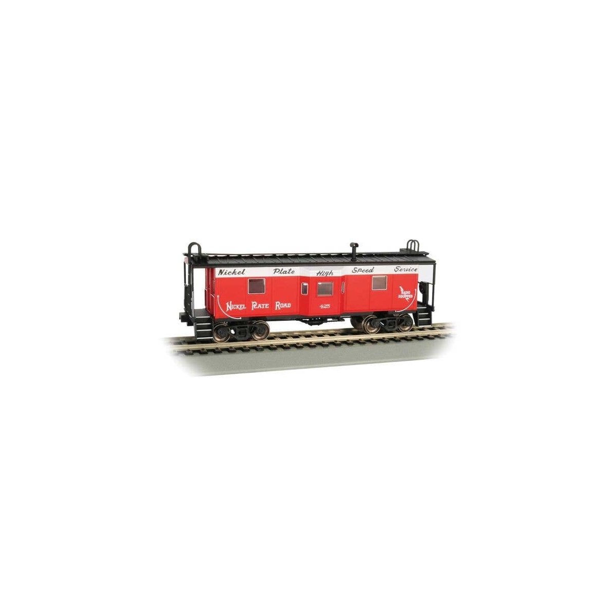 Steel Bay Window Caboose - Ready to Run -- Nickel Plate Road 425 (red, white, black ′High Sp, HO, Bachmann Industries 73202