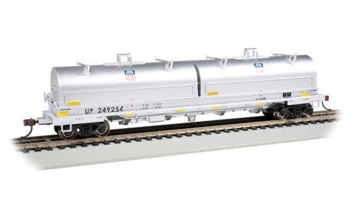 55′ Steel Steel Coil Car with Round Hoods - Ready to Run -- Union Pacific 249254 (gray Yello, HO, Bachmann Industries 71404