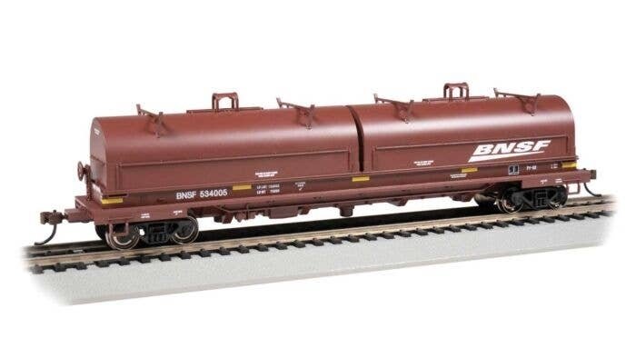 55′ Steel Steel Coil Car with Round Hoods - Ready to Run -- BNSF Railway 534005 (Boxcar Red , HO, Bachmann Industries 71401