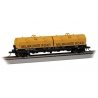 55′ Coil Car with Angled Hoods and Load - Ready to Run -- Milwaukee Road 92258 (black, yello, HO, Bachmann Industries 71426