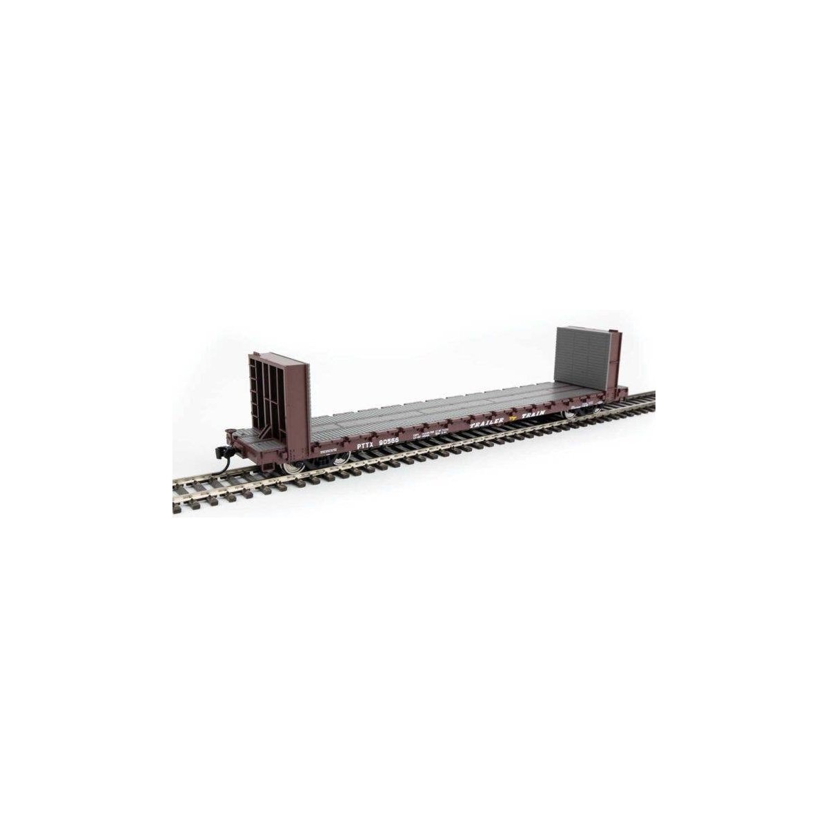 60` Pullman-Standard Bulkhead Flatcar (48` IL) - Ready to Run -- Trailer Train 90566 (brown), HO, WalthersMainline 5873