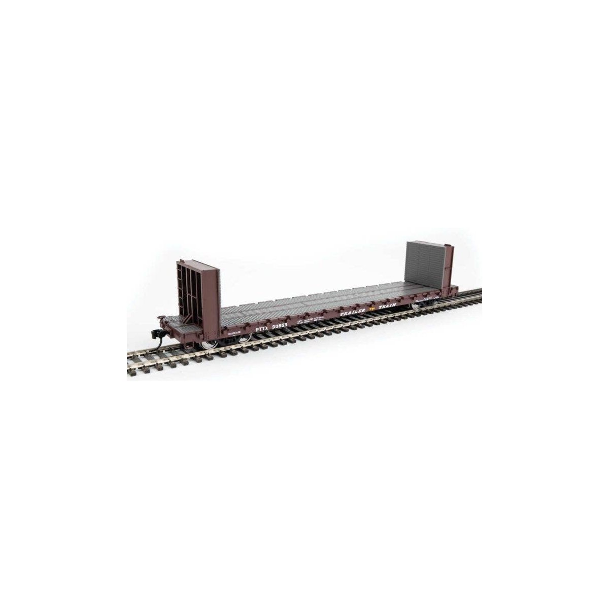 60` Pullman-Standard Bulkhead Flatcar (48` IL) - Ready to Run -- Trailer Train 90663 (brown), HO, WalthersMainline 5876