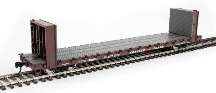 60` Pullman-Standard Bulkhead Flatcar (48` IL) - Ready to Run -- Trailer Train 90663 (brown), HO, WalthersMainline 5876