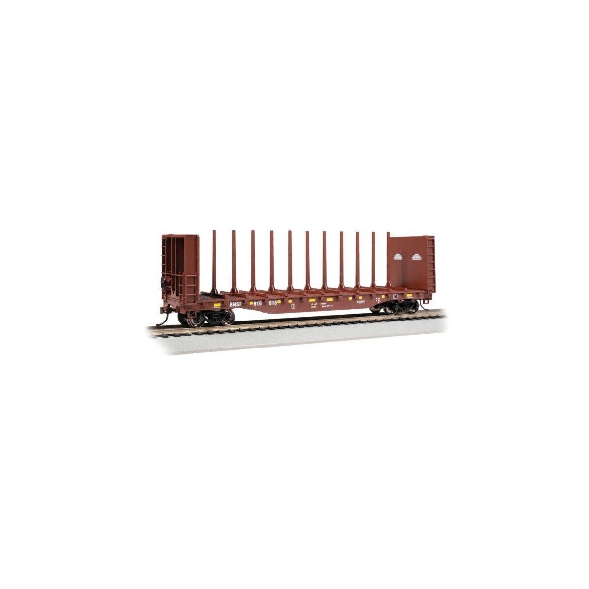52′ Centerbeam Bulkhead Flatcar - Ready to Run -- BNSF Railway 615818 (Boxcar Red), HO, Bachmann Industries 12905