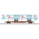 50` Piggyback Flatcar w/Two 24` Trailers - Ready to Run -- Great Northern 60202 (Rainier Trailers, bl, N, Trainman 50006513
