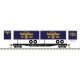 50` Piggyback Flatcar w/Two 24` Trailers - Ready to Run -- Erie-Lackawanna 7394 (Ballantine Trailers , N, Trainman 50006503