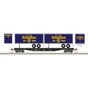 50` Piggyback Flatcar w/Two 24` Trailers - Ready to Run -- Erie-Lackawanna 7413 (Ballantine Trailers , N, Trainman 50006504