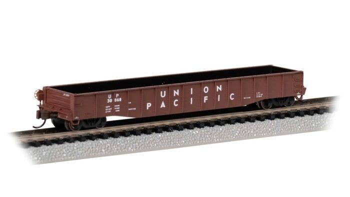 52`6` Drop-End Gondola - Ready to Run -- Union Pacific 30868 (Boxcar Red, white), N, Bachmann Industries 73973