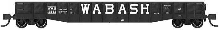 52`6` 15-Panel Mill Gondola - Medium Dented Sides - Ready to Run -- Wabash 12682 (black, white), N, Bluford Shops 52184