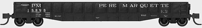 52`6` 15-Panel Mill Gondola - Heavily Dented Sides - Ready to Run -- Pere Marquette 18898 (black, w, N, Bluford Shops 52167