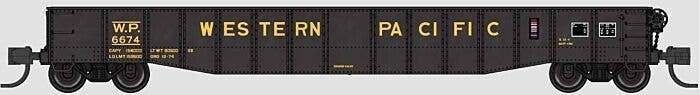 52`6` 15-Panel Mill Gondola - Lightly Dented Sides - Ready to Run -- Western Pacific 6674 (black, y, N, Bluford Shops 52170
