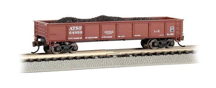 40′ Steel Gondola with Load - Ready to Run -- Atchison, Topeka & Santa Fe 64999 (Oxide Red), N, Bachmann Industries 17251
