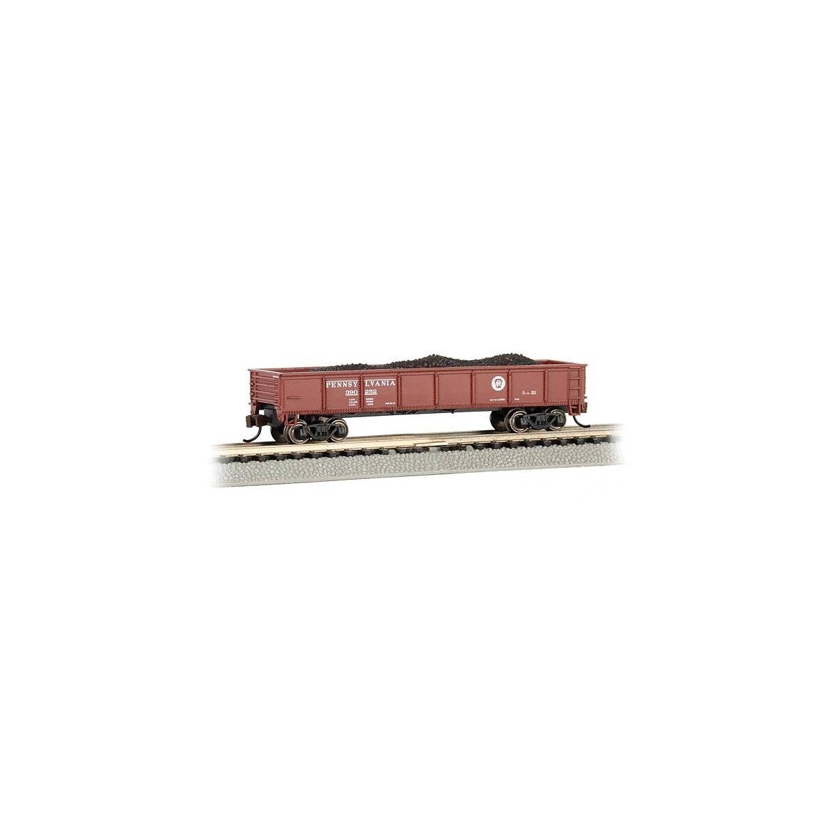40′ Steel Gondola with Load - Ready to Run -- Pennsylvania Railroad 390252 (Tuscan, Circle Ke, N, Bachmann Industries 17253