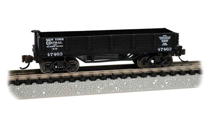 Old-Time Wood Gondola - Ready to Run -- New York Central (black), N, Bachmann Industries 15456