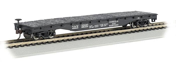 52′ Flatcar - Ready to Run - Silver Series(R) -- Norfolk & Western, HO, Bachmann Industries 17342