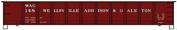 AAR 41′ Steel Gondola - Kit -- Wellsville, Addison & Galeton 148 (Boxcar Red), HO, Accurail Inc 81602
