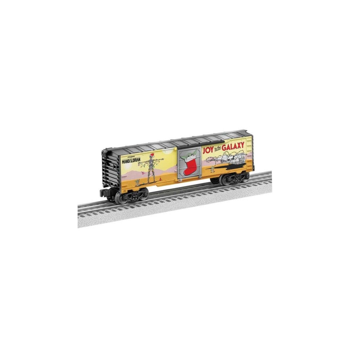 Steel Boxcar - 3-Rail - Ready to Run -- Star Wars(TM) The Mandalorian (Grogu Christmas), O, Lionel 2528290