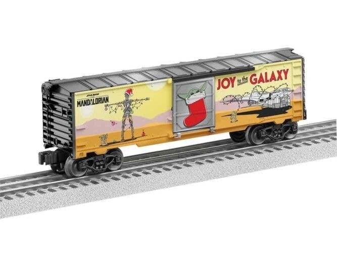 Steel Boxcar - 3-Rail - Ready to Run -- Star Wars(TM) The Mandalorian (Grogu Christmas), O, Lionel 2528290