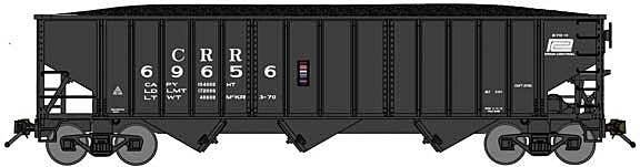 70-Ton 3-Bay 14-Panel Hopper w/Load - Ready to Run -- Clinchfield CRR 71503 (Ex-P&LE, black, PC Log, N, Bluford Shops 14618