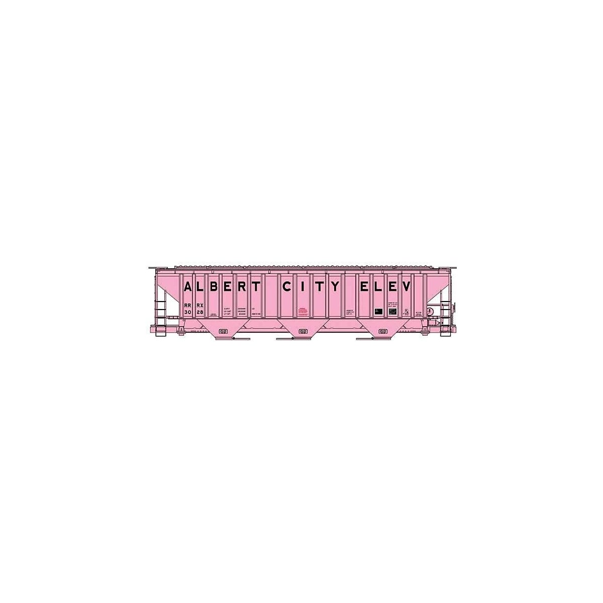 Pullman-Standard 4750 3-Bay Covered Hopper - Kit -- Albert City Elevator RRRX 3028 (pink, black), HO, Accurail Inc 81821