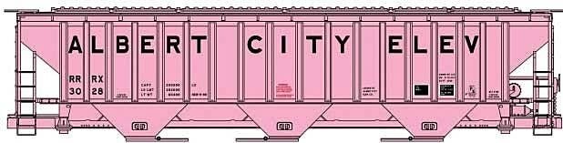 Pullman-Standard 4750 3-Bay Covered Hopper - Kit -- Albert City Elevator RRRX 3028 (pink, black), HO, Accurail Inc 81821
