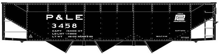 AAR 70-Ton Offset-Side 3-Bay Hopper - Kit -- Pittsburgh & Lake Erie 3458 (black, PC Logo), HO, Accurail Inc 81851