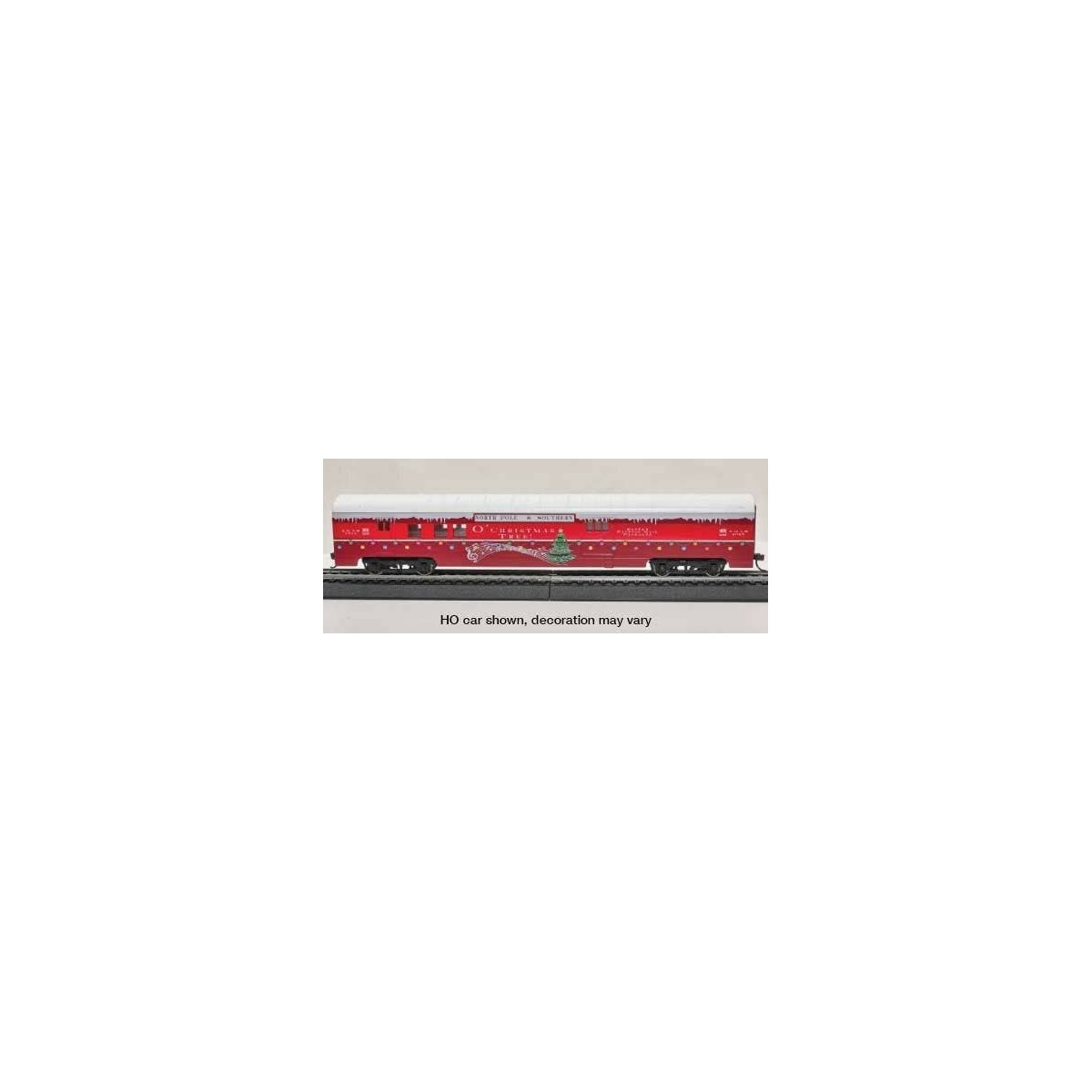 Smooth-Side Baggage-RPO - Ready-to-Run - 2022 Christmas Car -- North Pole & Southern (maroon, red, white, green `O` Christmas Tr