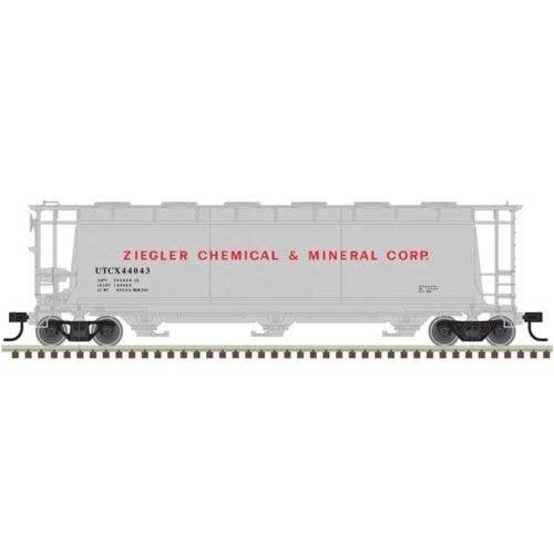 ACF 3-Bay Cylindrical Hopper - Ready to Run -- Ziegler Chemical 44048 (gray, red), HO, Atlas Model Railroad Co. 20007188