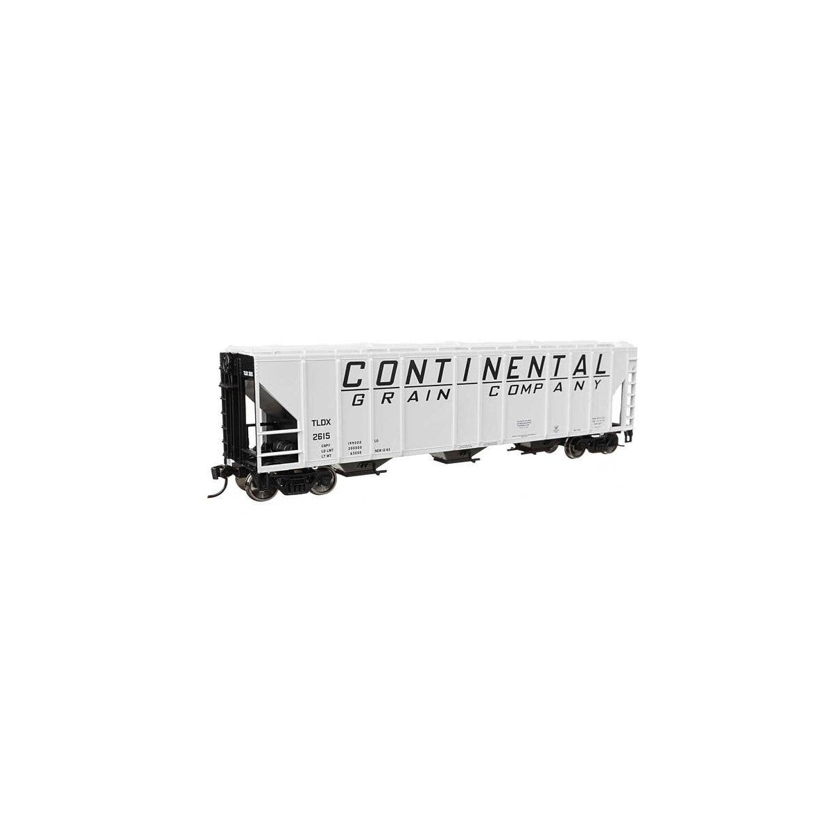 50′ Pullman-Standard PS2-CD 4427 3-Bay Covered Hopper - Ready to Run -- Continental Grain Co TL, HO, WalthersMainline 49424