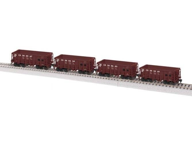 Class G38B Ore Car 4-Pack - Ready to Run -- Conrail 500334, 500643, 500967, 502456 (Scheme 2, Boxcar Re, HO, Lionel 2474131