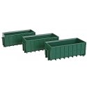 Large Dumpsters - Assembled -- Green pkg(3), HO, Walthers SceneMaster 4100