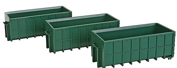 Large Dumpsters - Assembled -- Green pkg(3), HO, Walthers SceneMaster 4100