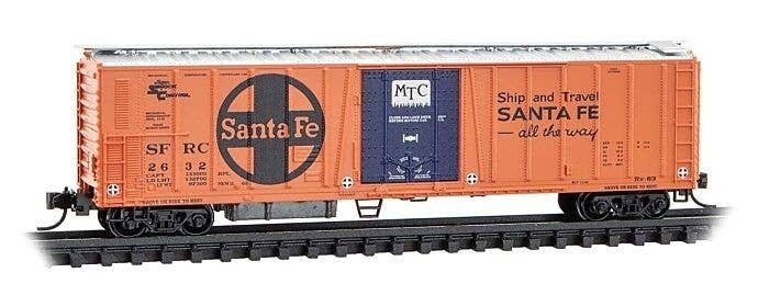 51` 3-3/4` Rib-Side Mechanical Reefer - Ready to Run -- Santa Fe 2632 (orange, blue, black, M, N, Micro Trains Line 7000121