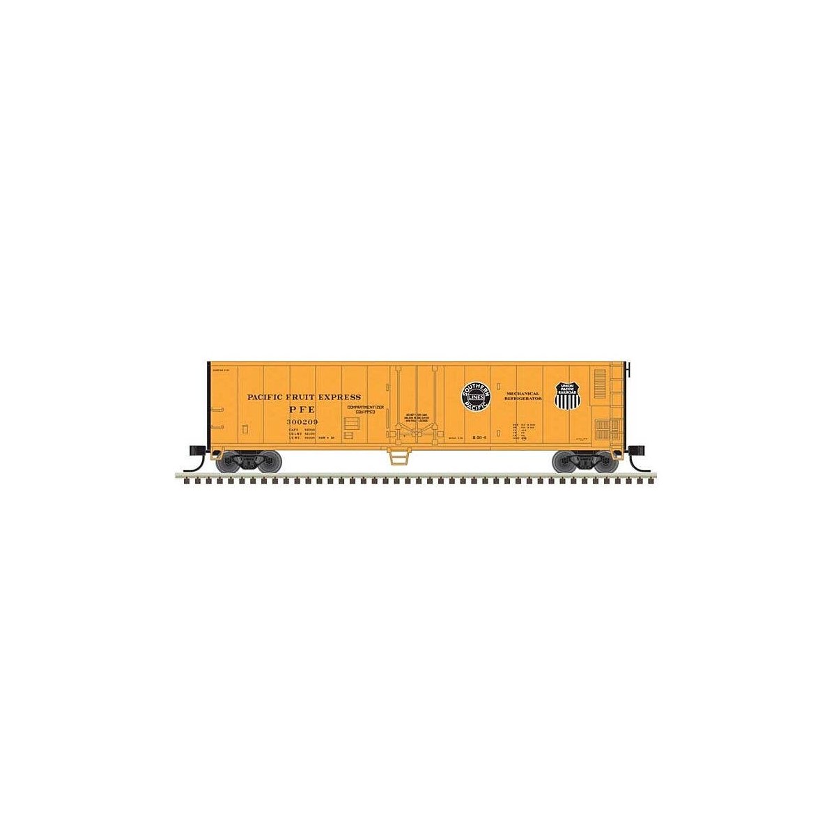 50′ Mechanical Reefer - Ready to Run -- Pacific Fruit Express 300209 (orange, black), N, Trainman 50006469