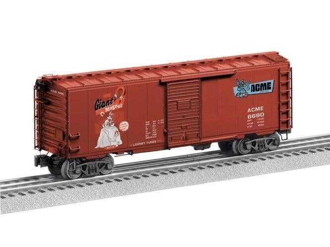 PS-1 40′ Boxcar - 3-Rail - Ready to Run -- ACME Looney Tunes 6690 (Giant Magnet, Boxcar Red, red, white,, O, Lionel 2426690