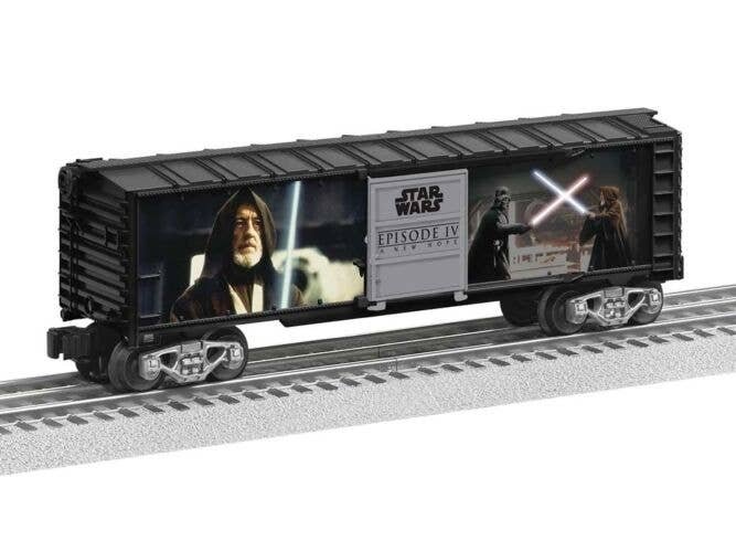 Steel Boxcar with Illuminated Light Sabers - 3-Rail - Ready to Run -- Star Wars(TM) Darth Vader vs. Obi-, O, Lionel 2528260