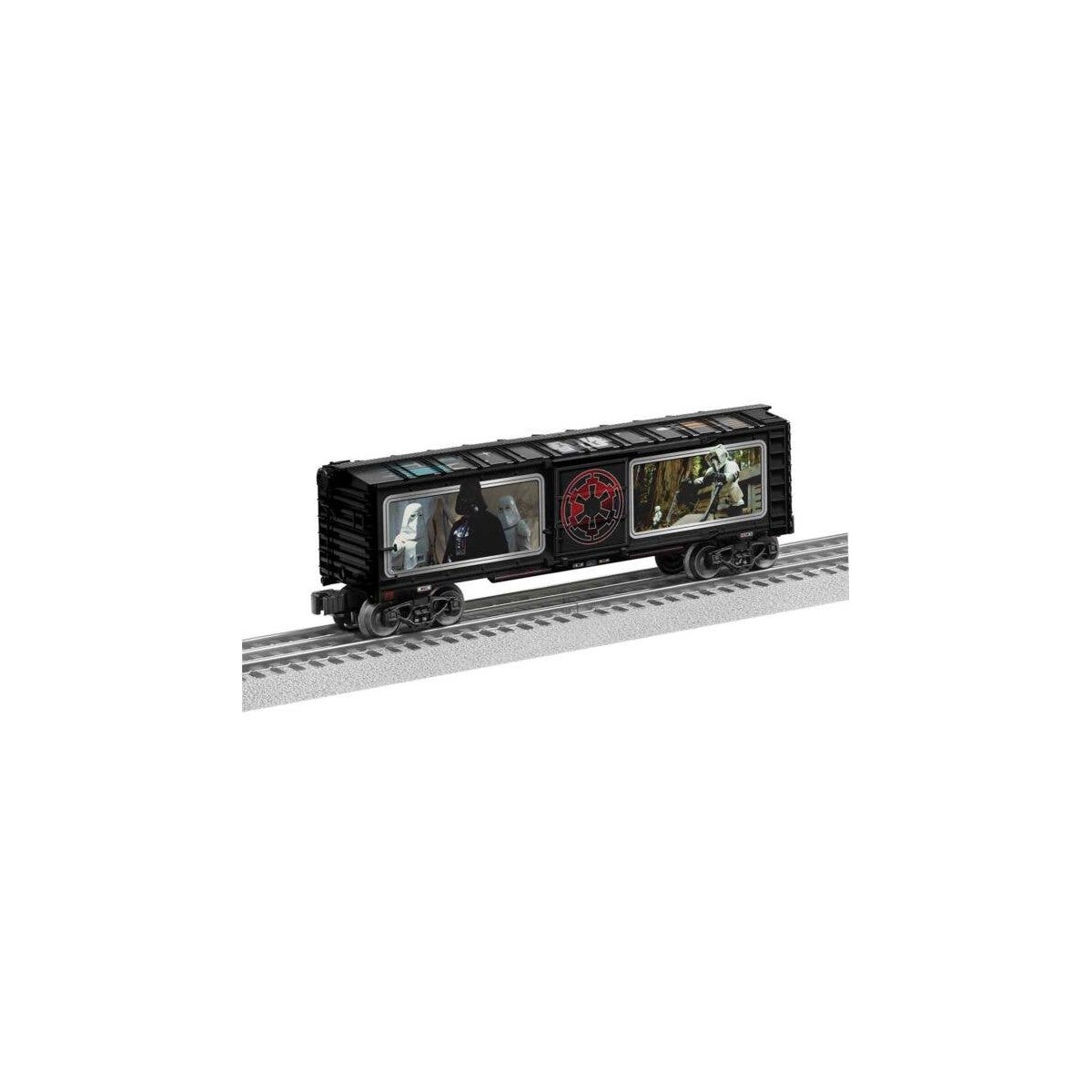 Steel Boxcar - 3-Rail - Ready to Run -- Star Wars(TM) Storm Troopers (black, Full-Color Sides), O, Lionel 2528250