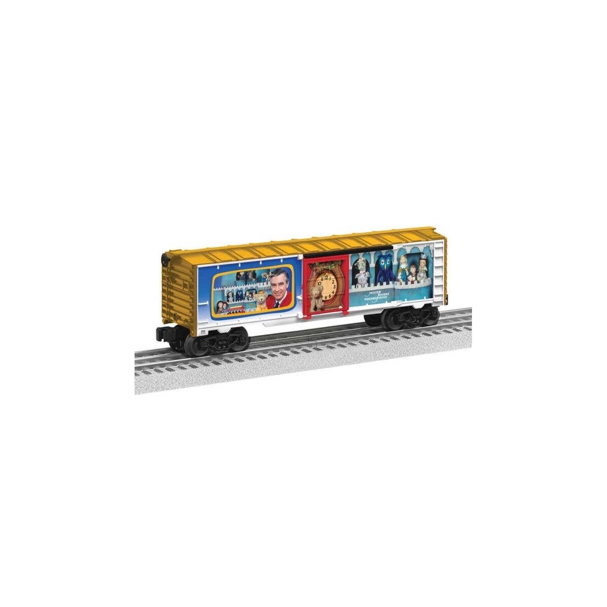 Steel Boxcar - 3-Rail - Ready to Run -- Mister Rogers Neighborhood of Make-Believe (gold boxcar, full-co, O, Lionel 2528600