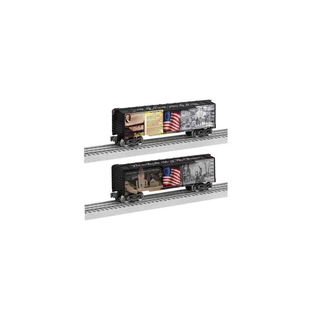 Steel Boxcar - 3-Rail - Ready to Run -- Paul Revere′s Midnight Ride 250th Anniversary (black car), O, Lionel 2538150