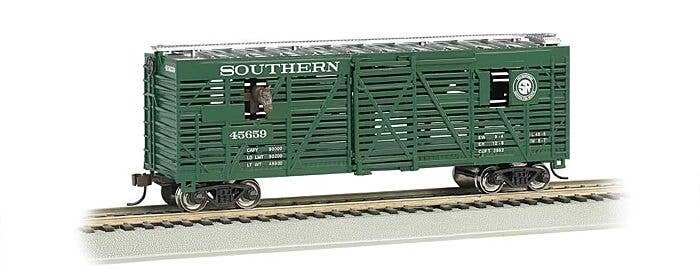 40′ Animated Stock Car with Horses - Ready-to-Run -- Southern Railway 45659 (green), HO, Bachmann Industries 19702