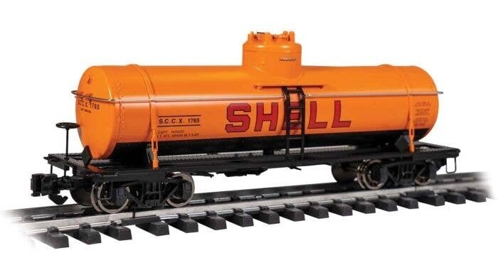 Single-Dome Tank Car - Ready to Run -- Shell SCCX 1765 (yellow, red, black), G, Bachmann Industries 95001
