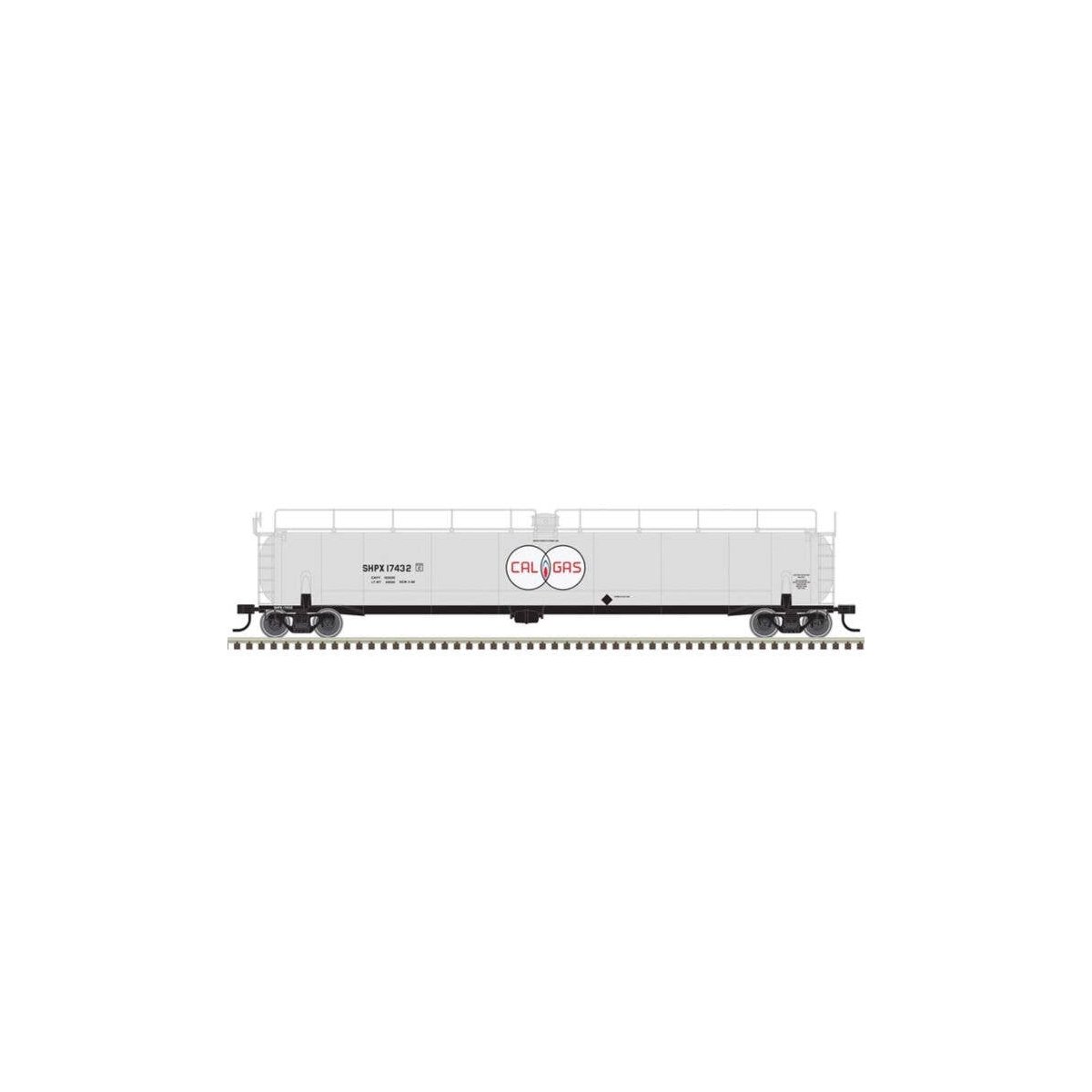 ACF 33,000 Gallon Tank Car - Ready to Run - Master(R) -- Cal Gas SHPX 17433 (red, gra, N, Atlas Model Railroad Co. 50005367
