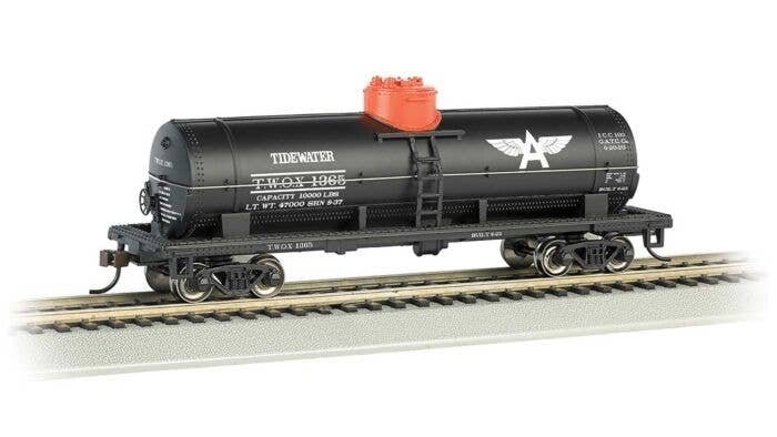 40′ Single-Dome Tank Car - Ready to Run - Silver Series(R) -- Tidewater Oil TWOX 1365 (black, HO, Bachmann Industries 17802