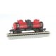 3-Dome Tank Car - Ready-to-Run -- Transcontinental Oil Co. (black, red), N, Bachmann Industries 17154