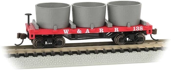 Old-Time Wood Tank Car with 3 Tanks - Ready to Run -- Western & Atlantic 138 (red), N, Bachmann Industries 15551