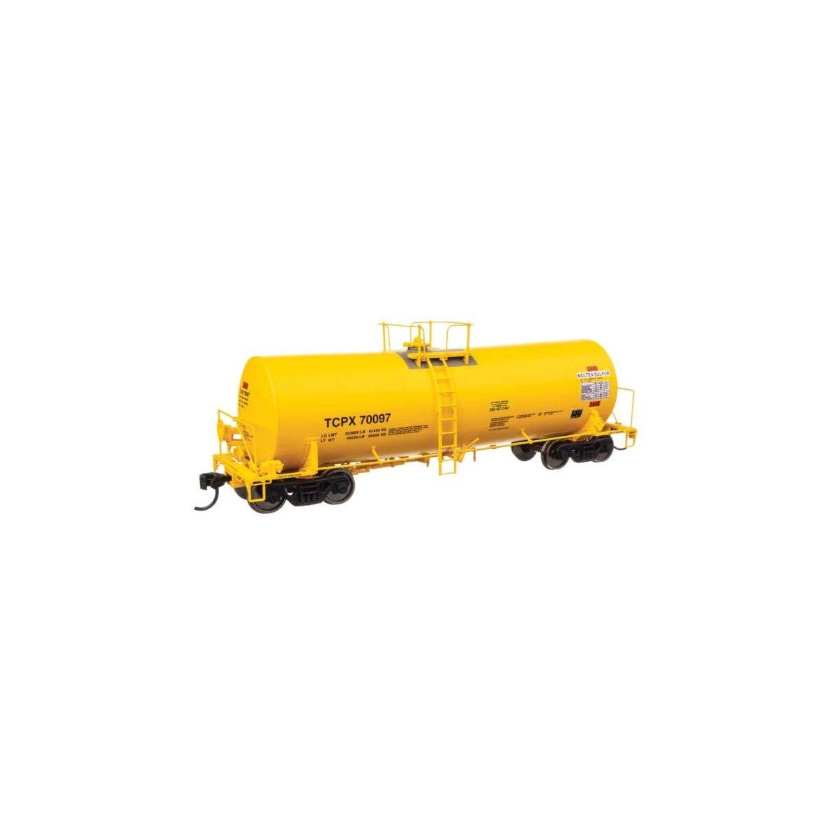 40′ Trinity 14,000-Gallon Molten Sulfur Tank Car - Ready to Run -- TCPX 70097, HO, WalthersProto 100068