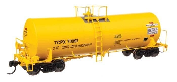 40′ Trinity 14,000-Gallon Molten Sulfur Tank Car - Ready to Run -- TCPX 70097, HO, WalthersProto 100068