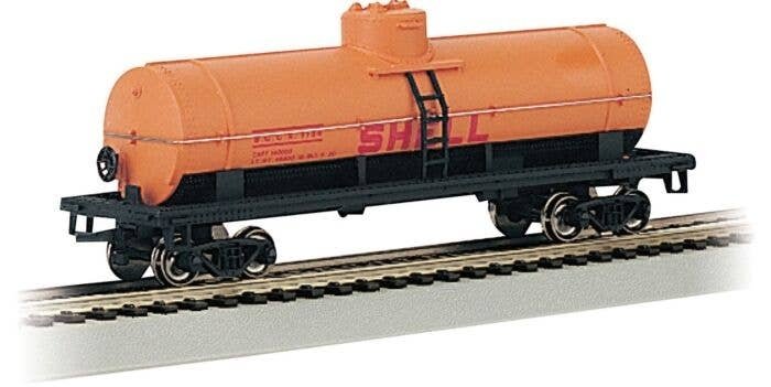 40′ Single-Dome Tank Car - Ready to Run - Silver Series(R) -- Shell 1758 (orange, black, red, HO, Bachmann Industries 17808