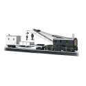 250-Ton Crane Car & Boom Tender - Silver Series(R) -- Painted, Unlettered (black, silver), HO, Bachmann Industries 16149