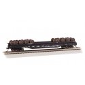 52′ Wheel Flatcar with Load - Ready to Run -- New York Central X-29499 (black), HO, Bachmann Industries 18936